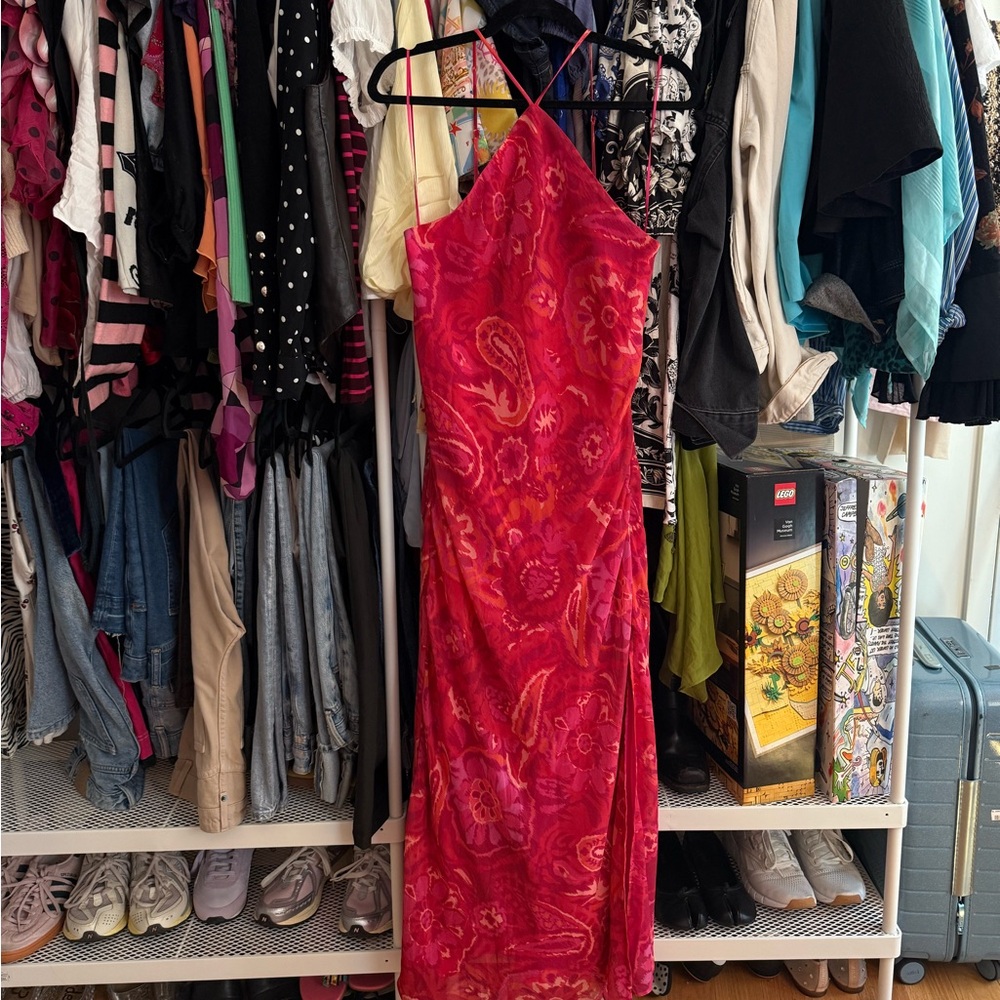Pink Paisley Halter Dress
